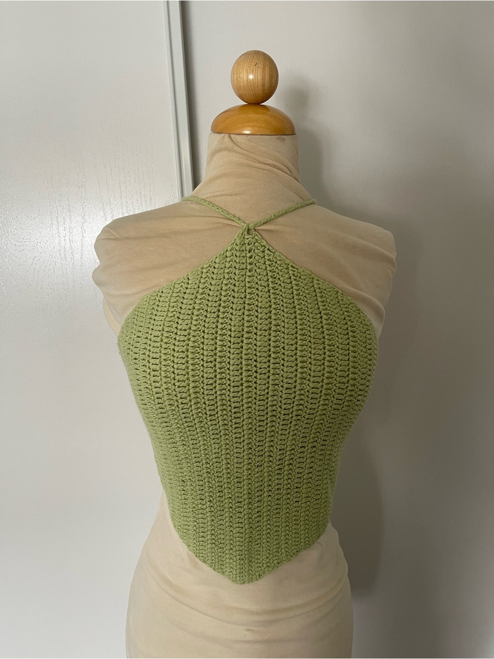 Princess Polly Light Green Crochet Halter Top